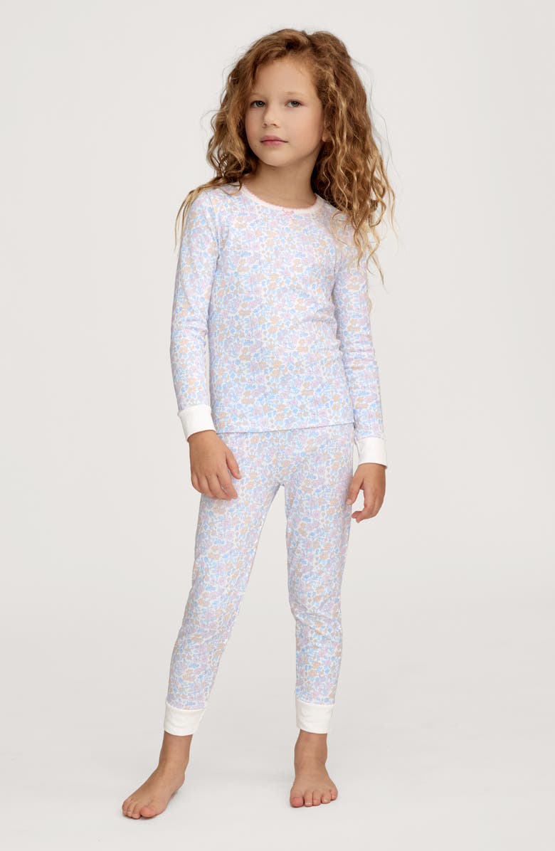 Petite Plume Fleur Blanche Fitted Pajama Set, Alternate, color, White