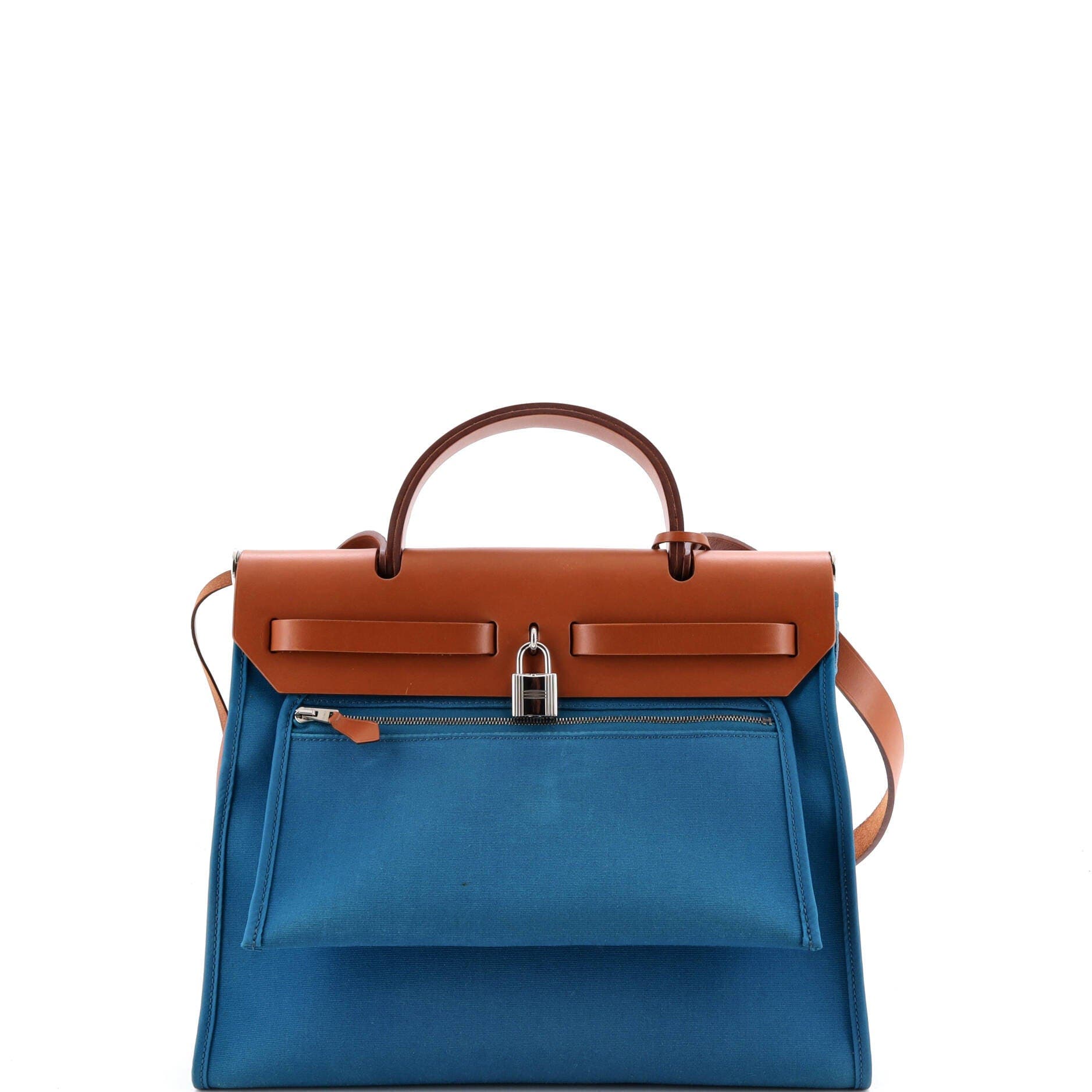 Herbag Zip Leather and Toile 31, Alternate, color, Blue