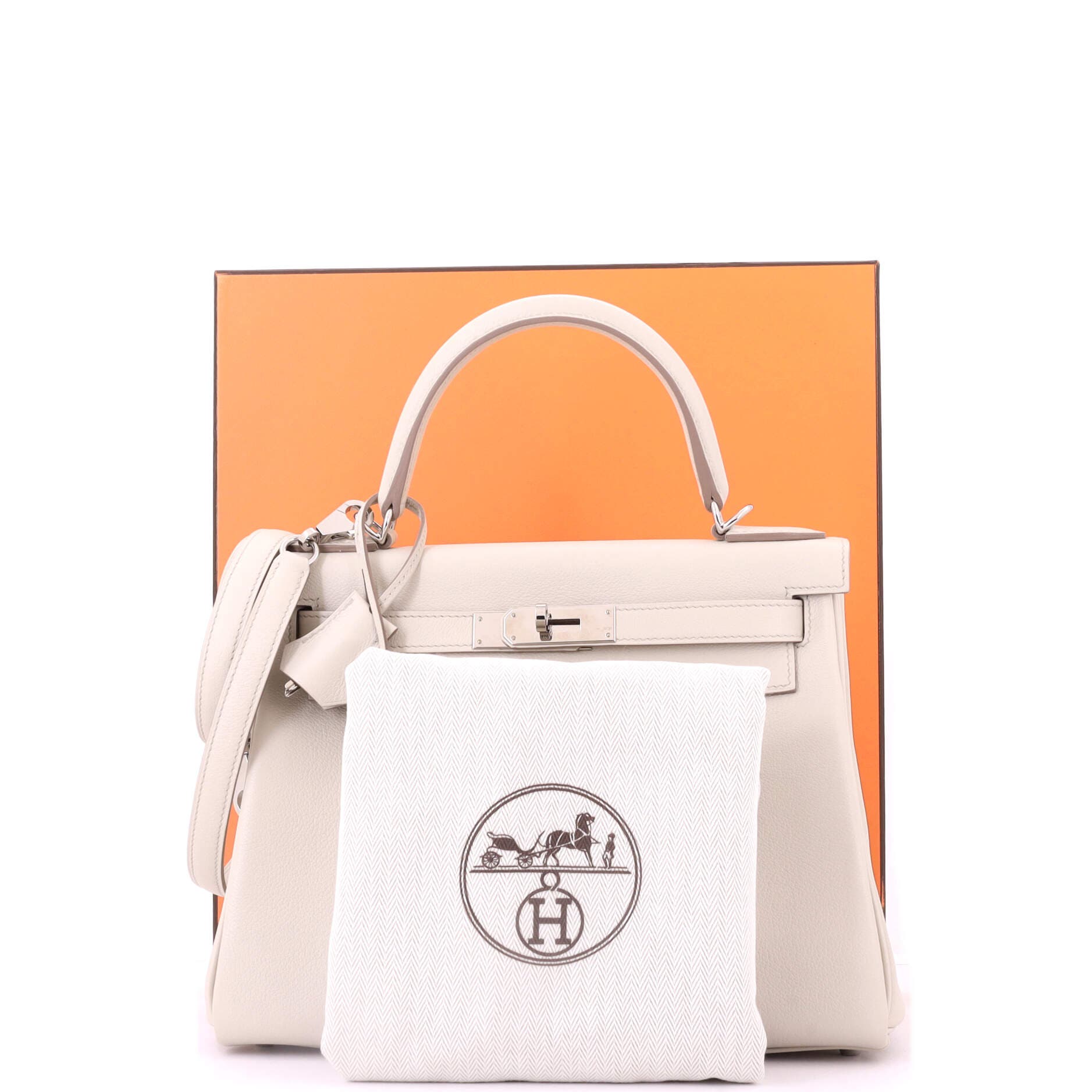 Pre-Owned Hermes Kelly Handbag Light Evercolor with Palladium Hardware 28, Alternate, color, Beton