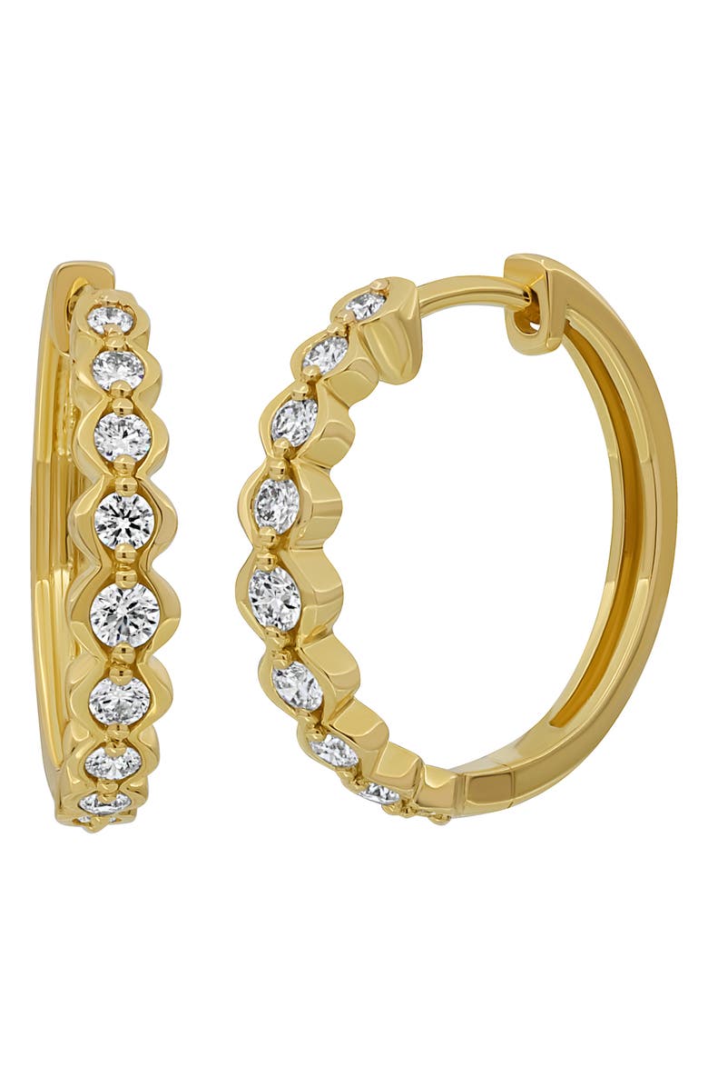 Bony Levy Small Florentine Diamond Hoop Earrings, Main, color, 18K Yellow Gold