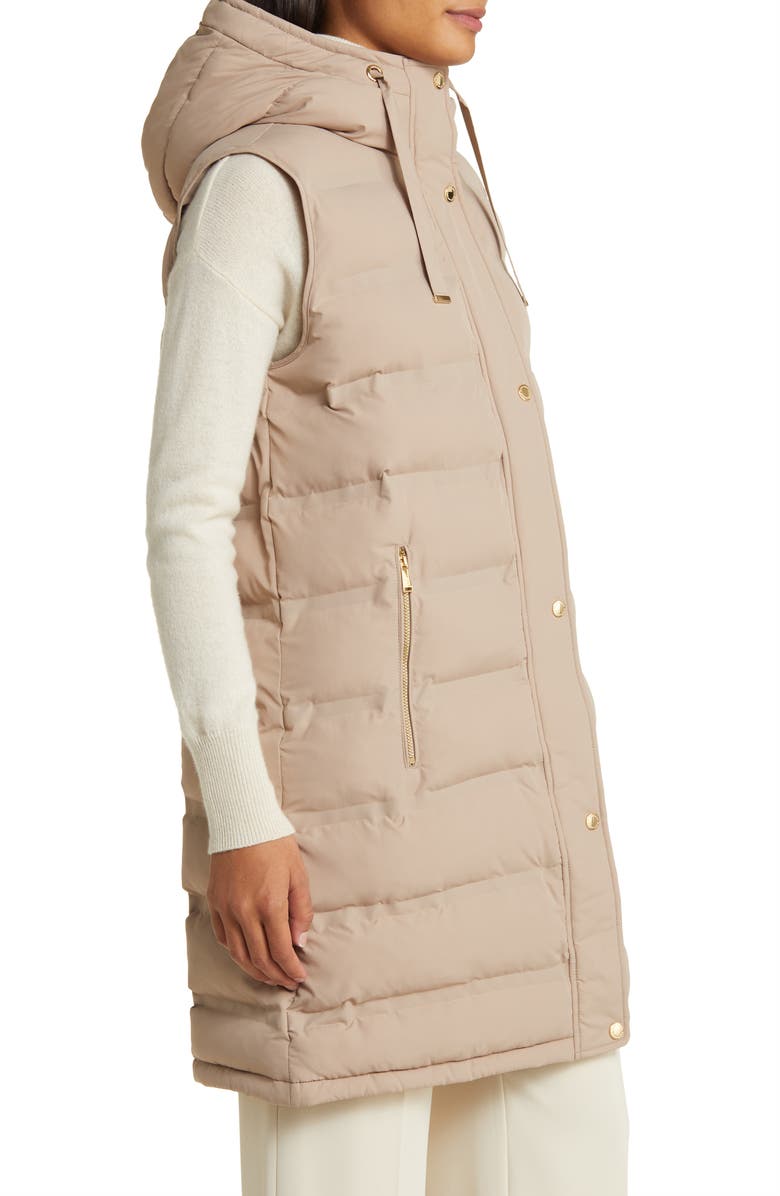 BCBGeneration Hooded Water Resistant Longline Puffer Vest, Alternate, color, 