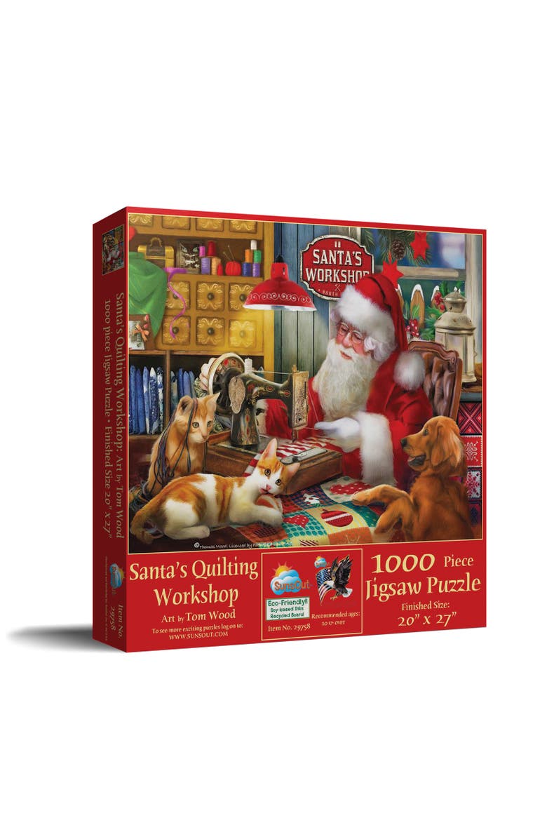 Sunsout Santa
s Quilting Workshop 1000 piece Jigsaw Puzzle for Adults, Main, color, Multicolor