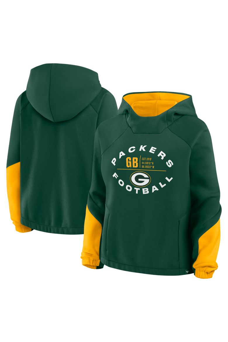 Women's Fanatics Green Green Bay Packers Oversized Redzone Bubble Screen Pullover Hoodie, Main, color, Green