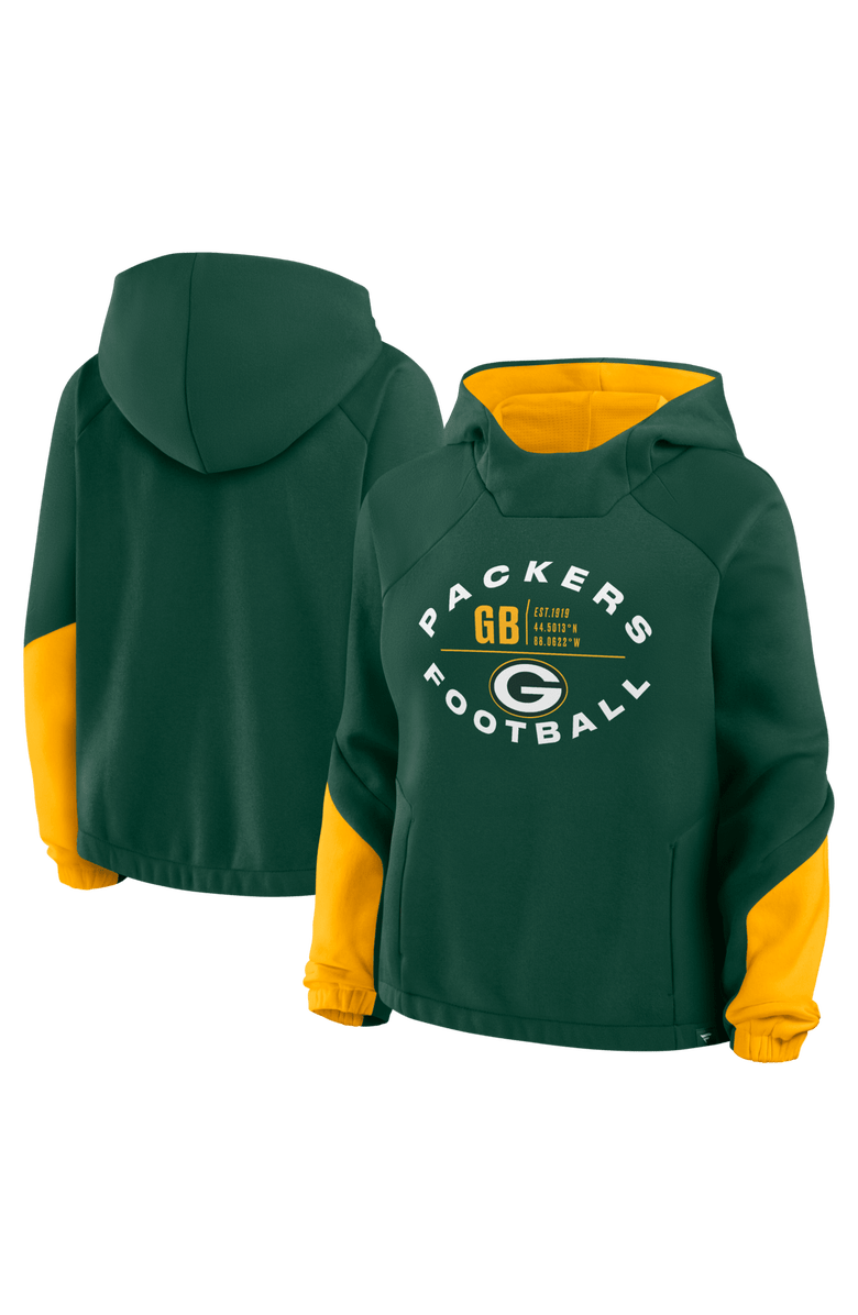 FANATICS Women's Fanatics Green Green Bay Packers Oversized Redzone Bubble Screen Pullover Hoodie, Main, color, Green
