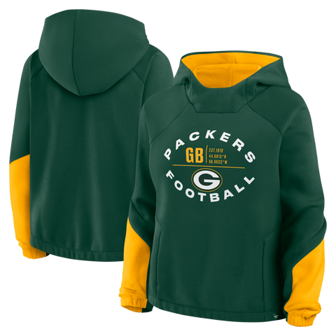 Women's Fanatics Green Green Bay Packers Oversized Redzone Bubble Screen Pullover Hoodie