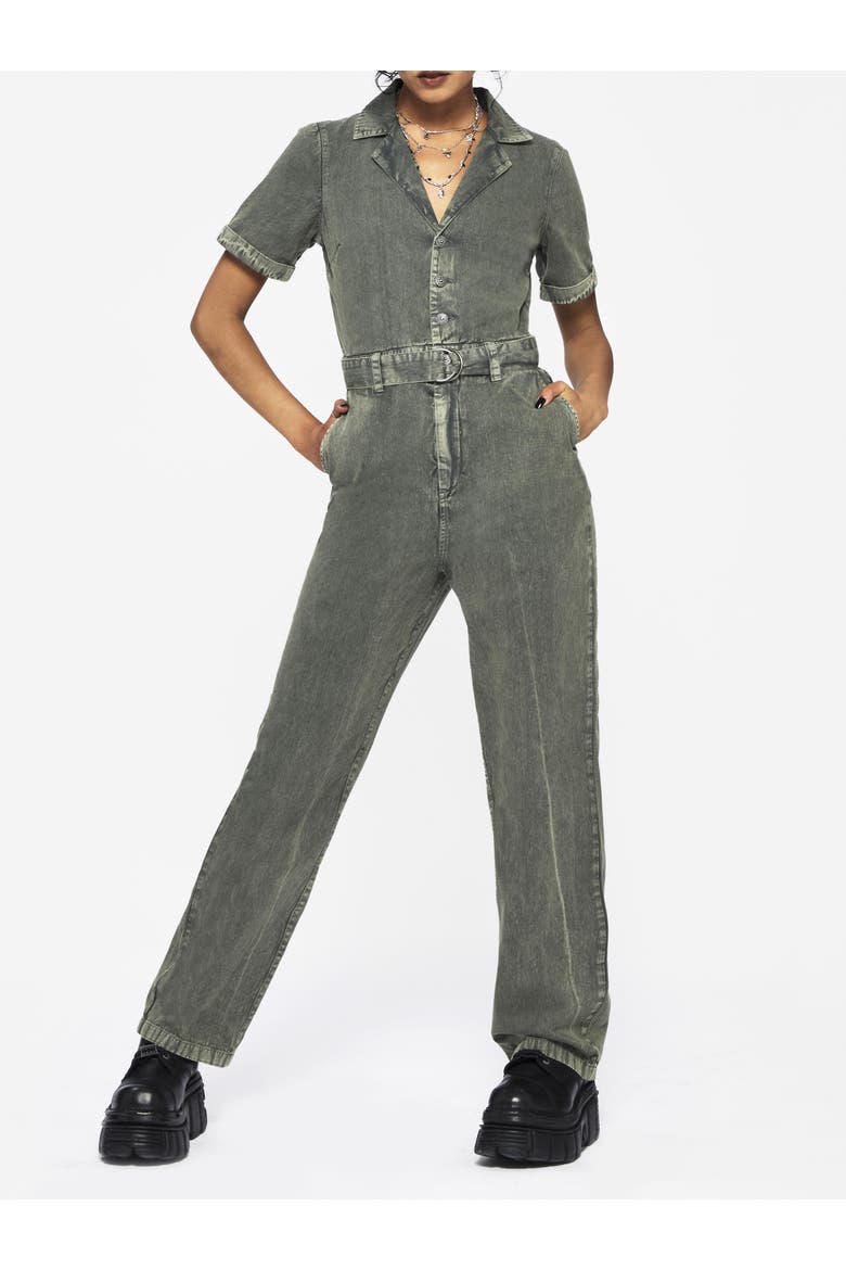 Nuit Cotton Moon Embroidered Jumpsuit, Main, color, Green