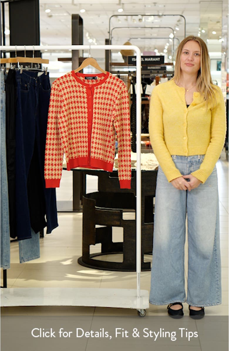 Houndstooth Cotton Blend Cardigan, sales video thumbnail