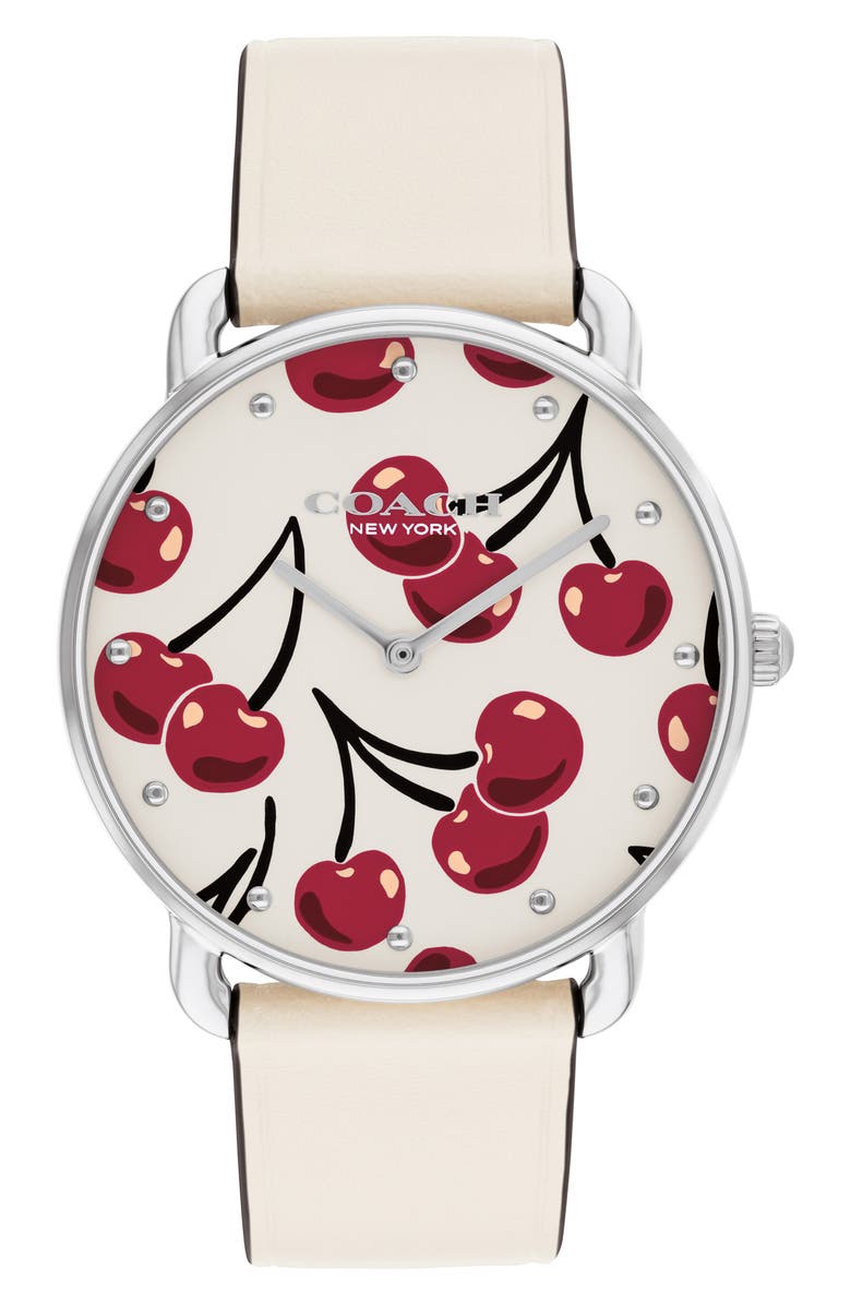 COACH Elliot Leather Strap Watch, 36mm, Main, color, 