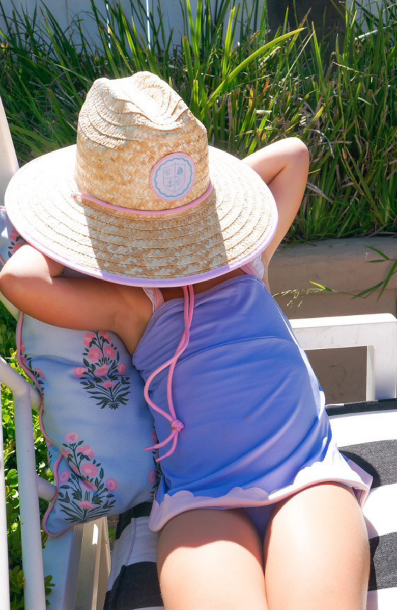 Bits & Bows Lifeguard Straw Hat, Alternate, color, Pink
