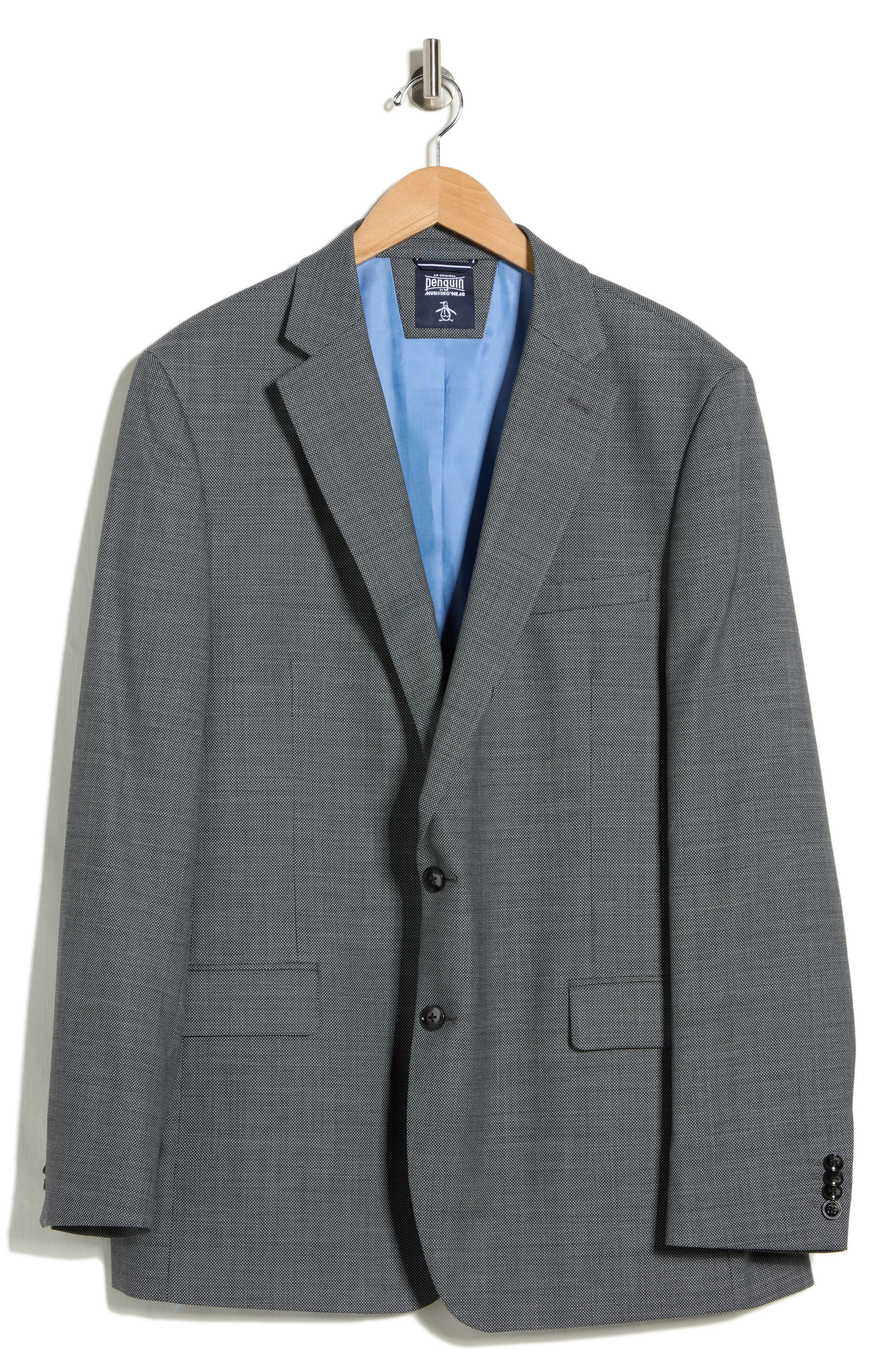 Original Penguin Charcoal Grey Birdseye Stretch Suit Jacket