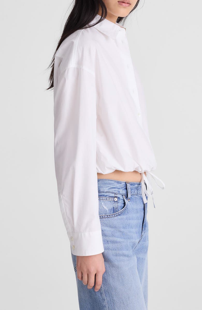 Madewell Drawstring Button-Up Shirt in Cotton Poplin, Alternate, color, White