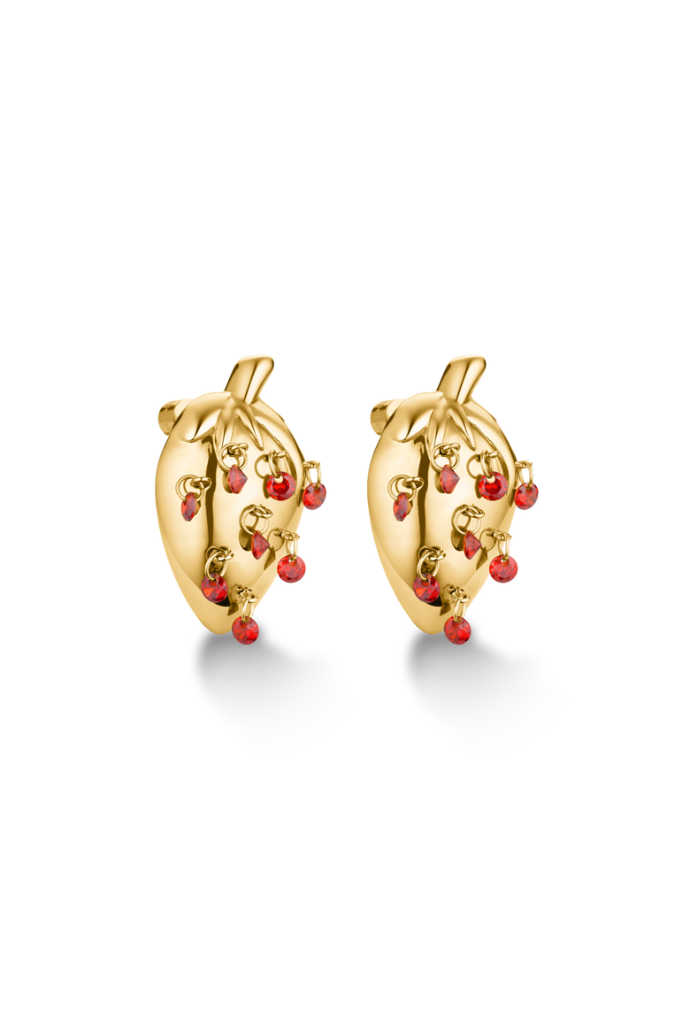 Strawberry Stud Earrings, Main, color, Gold