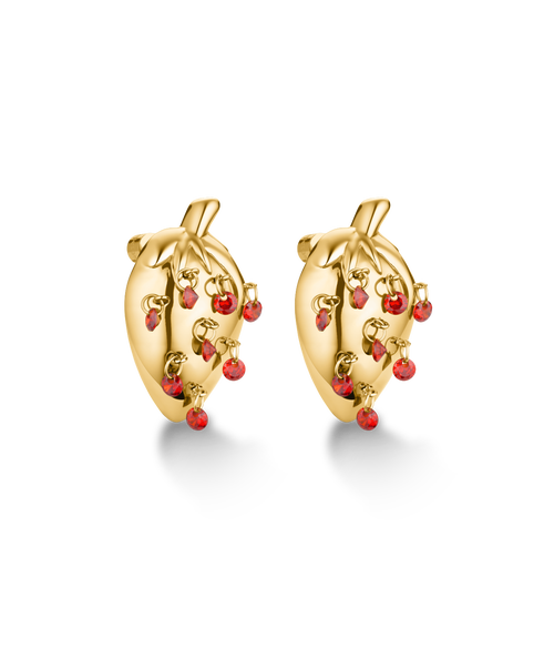 Hey Harper Strawberry Stud Earrings In Gold