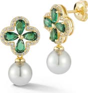 SPHERA MILANO Clover Faux Pearl Drop Earrings