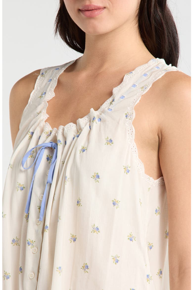 Holly Floral Print Sleep Dress, Alternate, color, IVORY PETITE ROSE