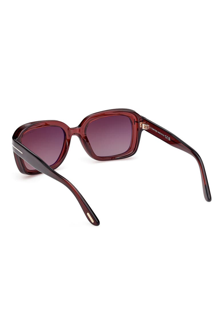 Natalia 52mm Square Sunglasses, Alternate, color, SHINY WINE/ BURGUNDY LENSES
