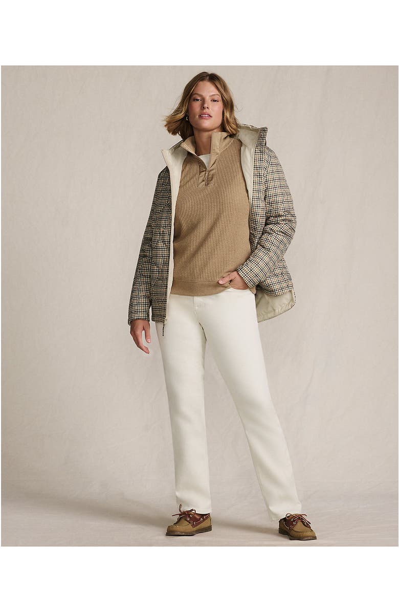 Lands' End Long Sleeve Waffle Quarter Zip Pullover, Alternate, color, Light Toffee Heather