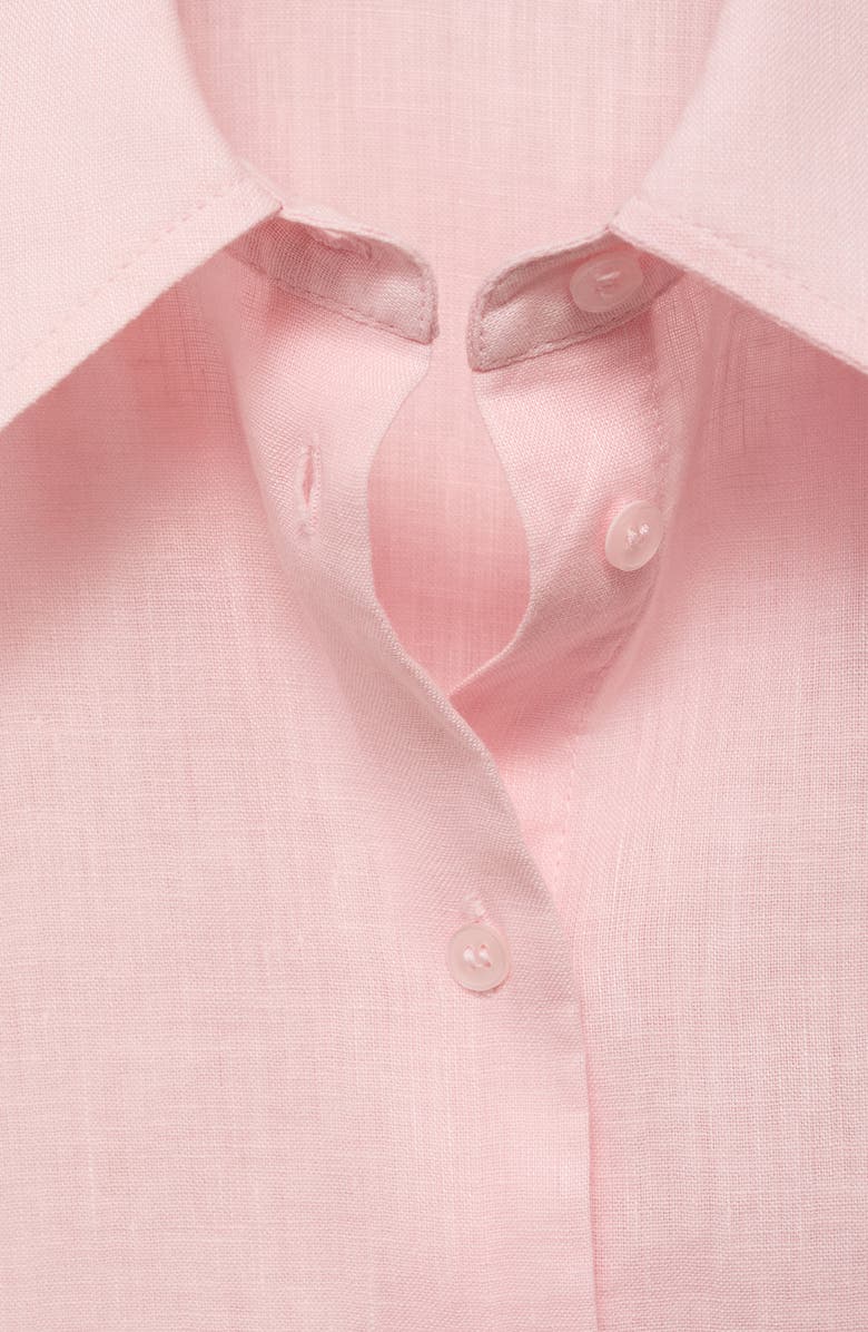 MANGO Pai Linen & Cotton Button-Up Shirt, Alternate, color, Light Pink