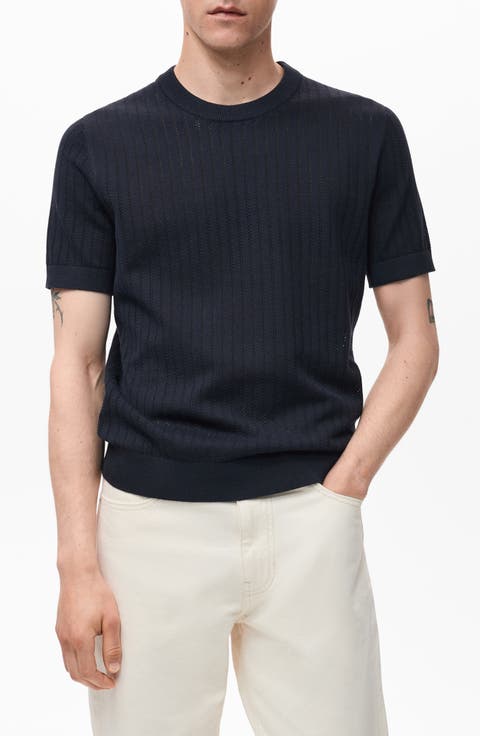 Openwork Stripe Cotton Top