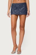 EDIKTED Sora Sequin Denim Miniskort