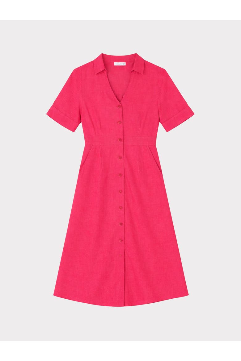 Short Sleeve Linen Shirt Dress, Alternate, color, Paradise Pink