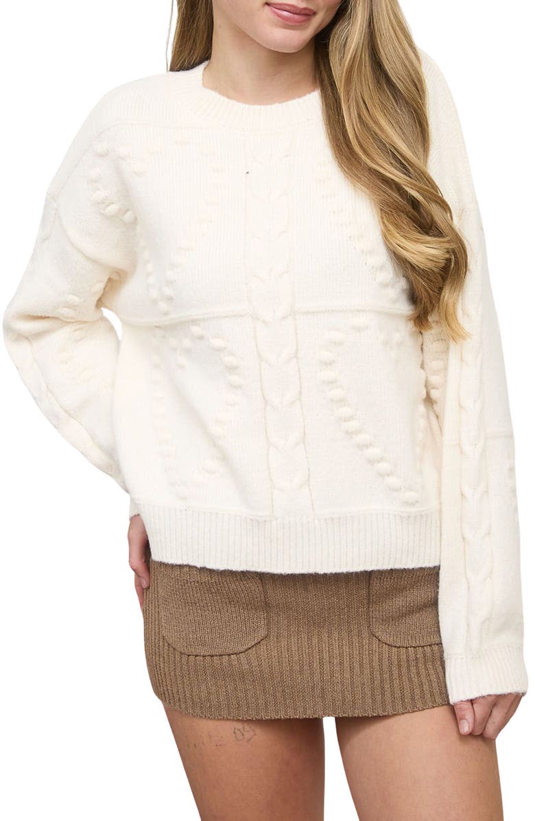 Blu Pepper Pompom Sweater, Main, color, Oatmeal