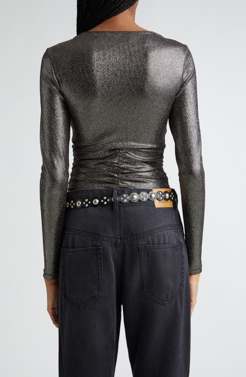 Shop Isabel Marant Étoile Buffy Plunge Neck Metallic Top In Metallic Black