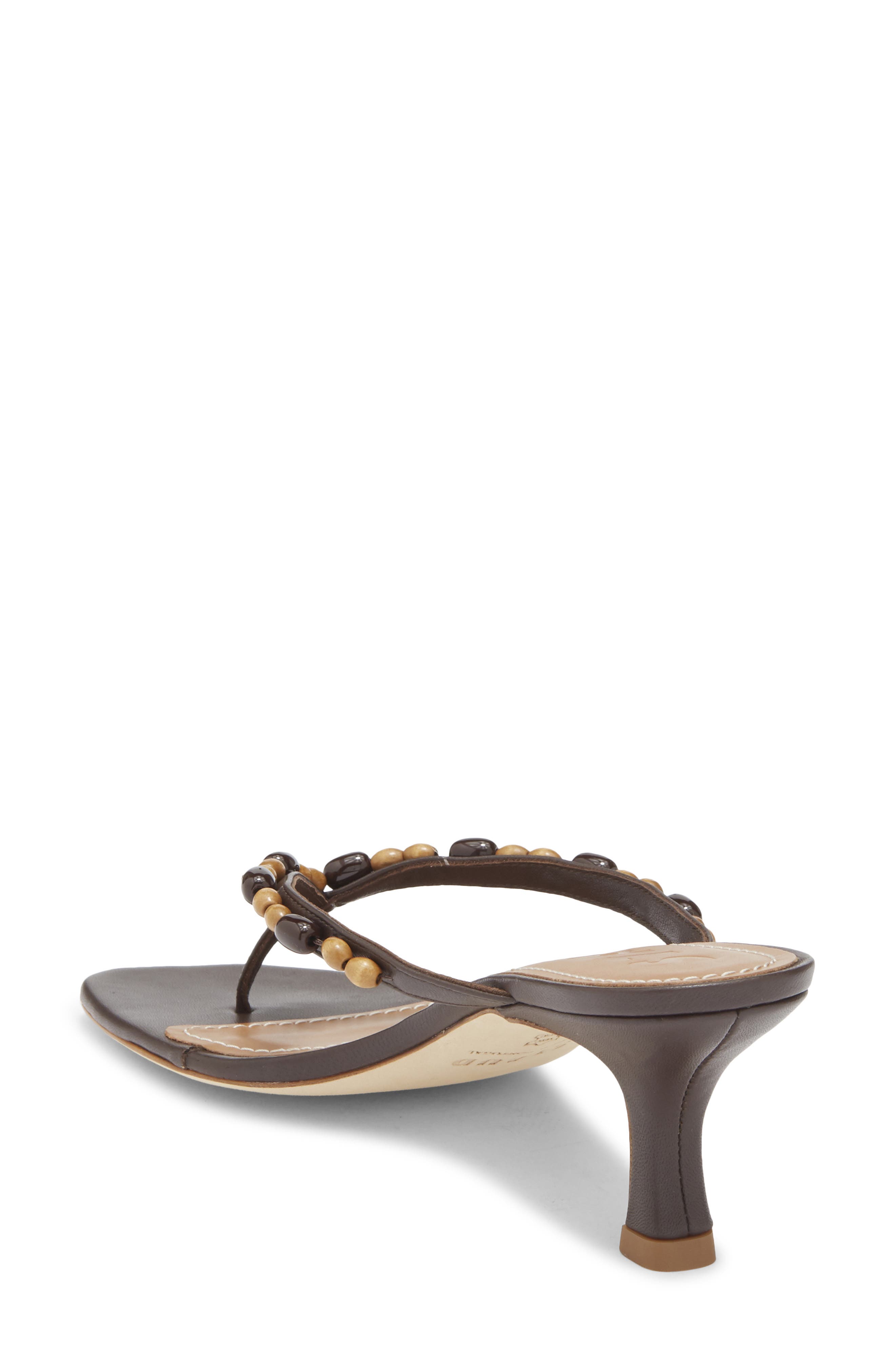 STAUD Freja Woven Thong Slide Sandal, Alternate, color, Wood Beads