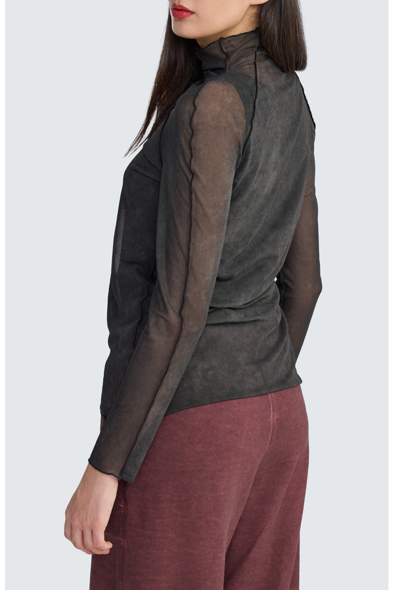 Neva Turtleneck Mesh Blouse, Alternate, color, Misty Black