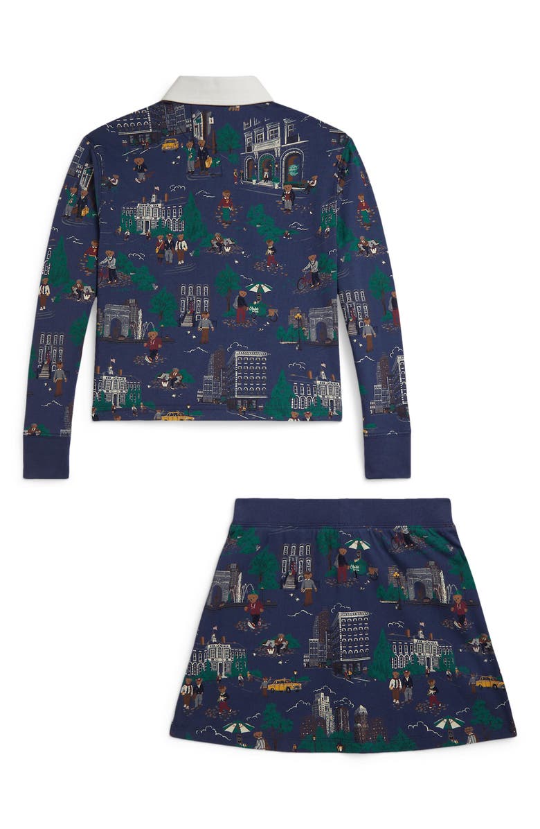 Polo Ralph Lauren Kids' Long Sleeve Top & Skirt Set, Alternate, color, Nyc School Bear