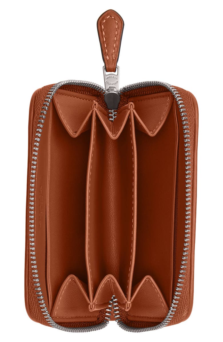 COACH Small Crystal Signature Logo Jacquard Zip Around Card Holder, Alternate, color, Lh/Burnished Amber