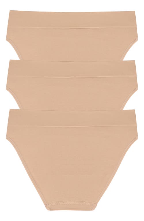 Dkny Litewear 3-pack High Leg Seamless Briefs In Brown