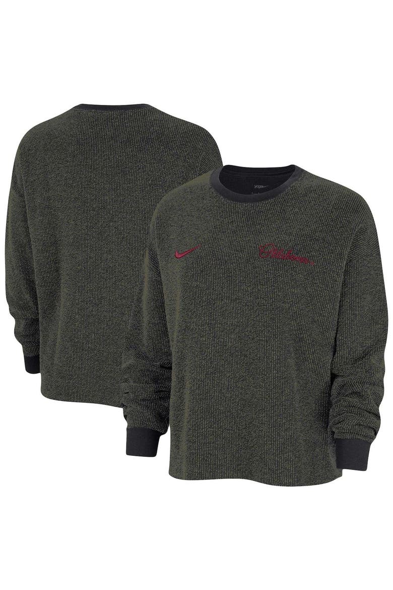 Women's Nike  Black Oklahoma Sooners Yoga Script Pullover Sweatshirt, Main, color, Black