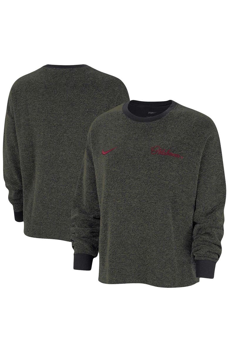 Nike Women's Nike  Black Oklahoma Sooners Yoga Script Pullover Sweatshirt, Main, color, Black