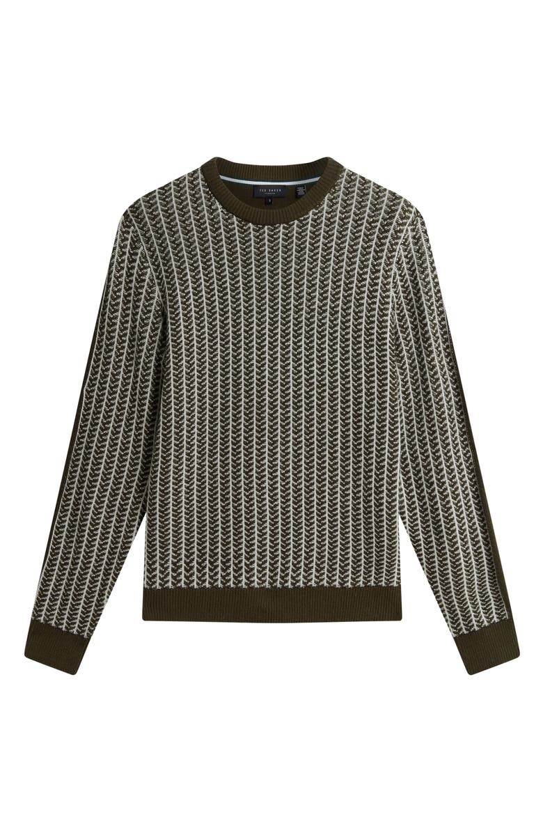 Ted Baker Frankez Textured Herringbone Sweater, Alternate, color, Olive