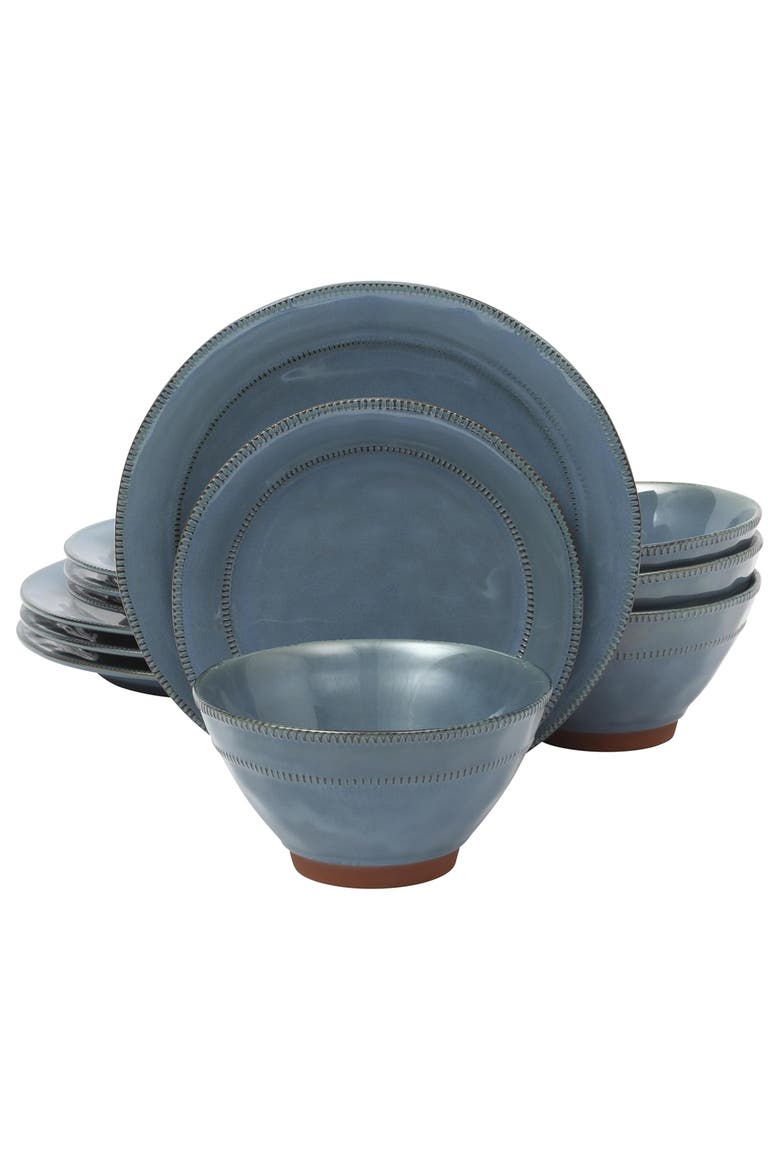 12pc Round Terracotta Dinnerware Set, Main, color, Blue