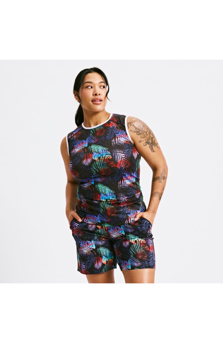 TomboyX Swim Tank Top, Main, color, Palm Dreams