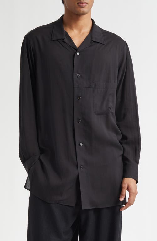 Yohji Yamamoto Longline Notched Collar Button-Up Shirt in Black  product