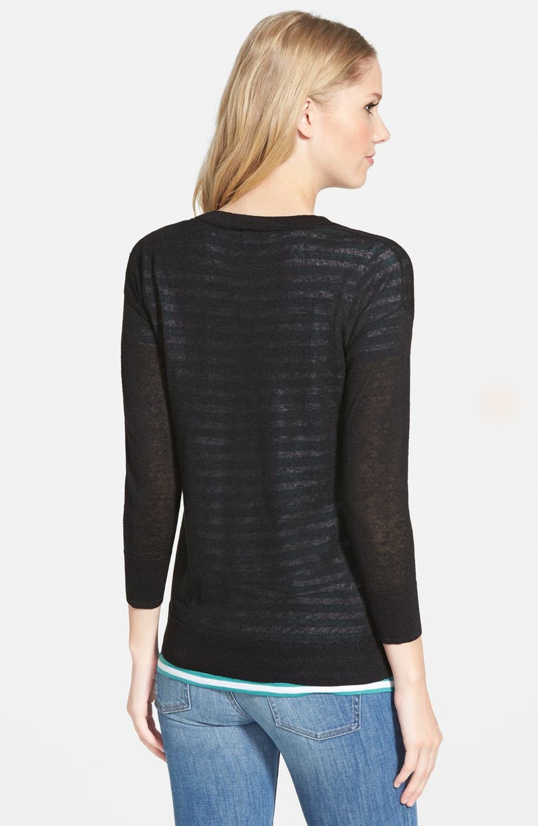 Caslon<sup>®</sup> Three-Quarter Sleeve V-Neck Cardigan, Alternate, color, 