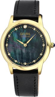 GEVRIL Airolo Swiss Quartz Diamond Dial Watch, 36mm