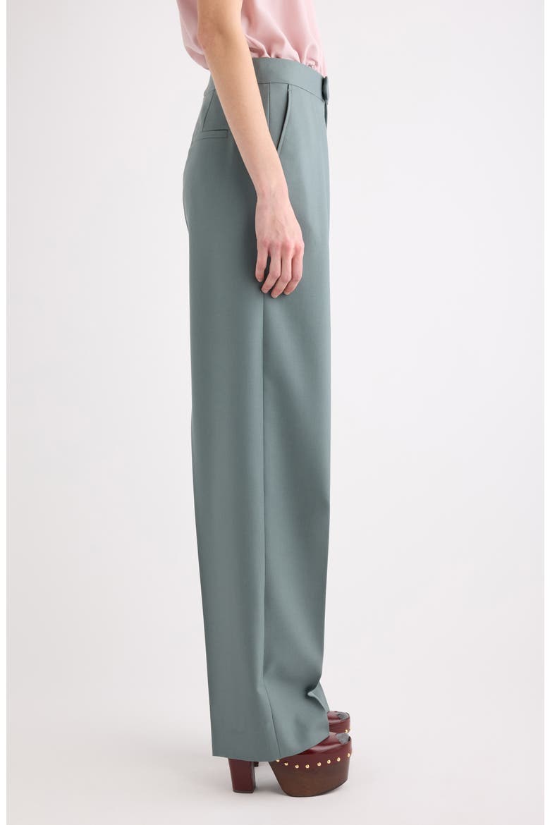 High Waist Wool Gabardine Tapered Cuff Wide Leg Pants, Alternate, color, URBAN GREY
