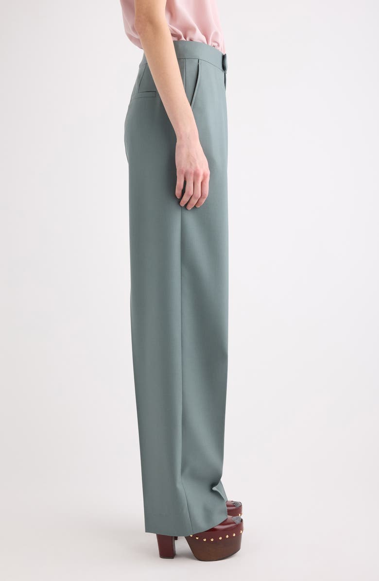 Chloé High Waist Wool Gabardine Tapered Cuff Wide Leg Pants, Alternate, color, Urban Grey