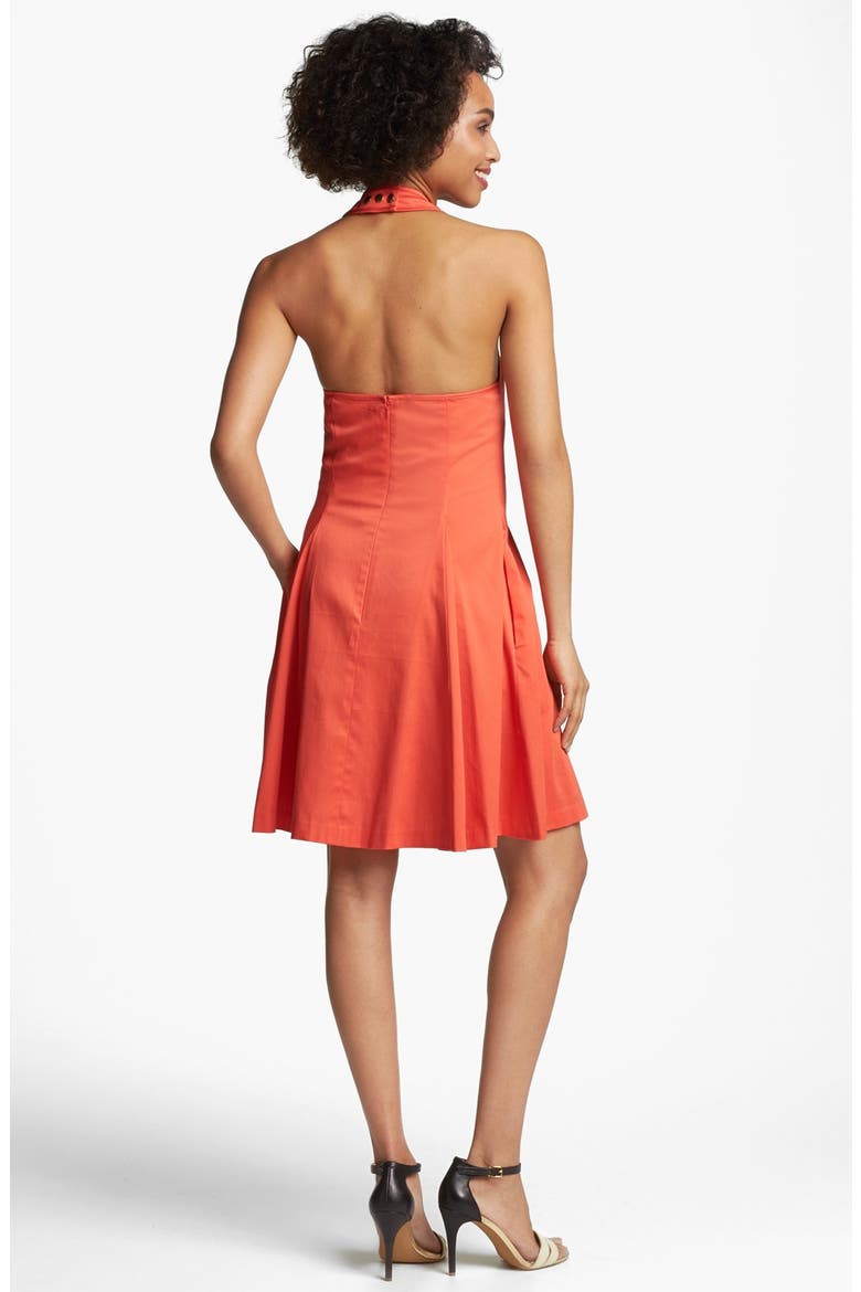 Fit & Flare Halter Dress, Alternate, color, CORAL