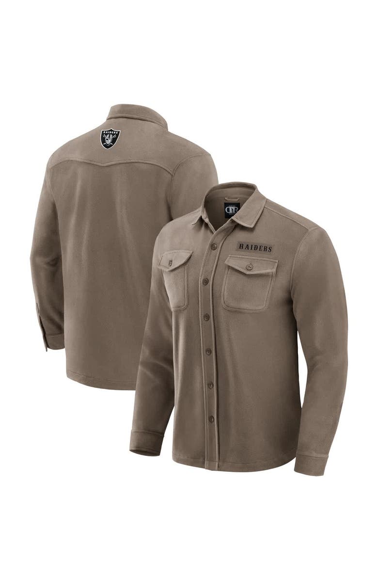 Darius Rucker Collection by Fanatics Men's Darius Rucker Collection by Fanatics Tan Las Vegas Raiders Polar Fleece Cozy Button-Up Shirt, Main, color, Tan