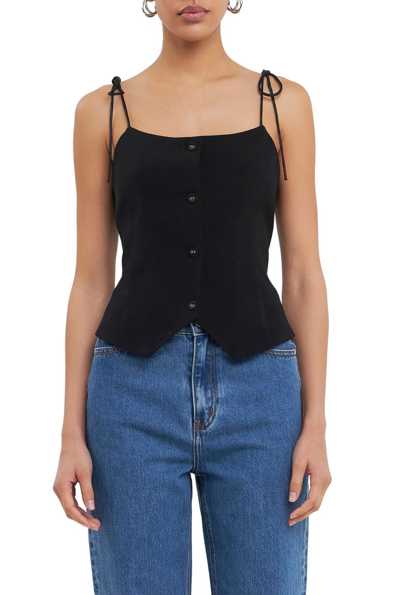 Shoulder Tie Vest, Alternate, color, BLACK