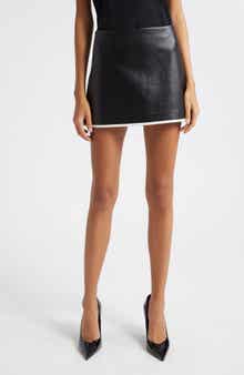 Alice + Olivia Rubi Contrast Stripe Faux Leather Miniskirt