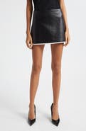 Alice + Olivia Rubi Contrast Stripe Faux Leather Miniskirt