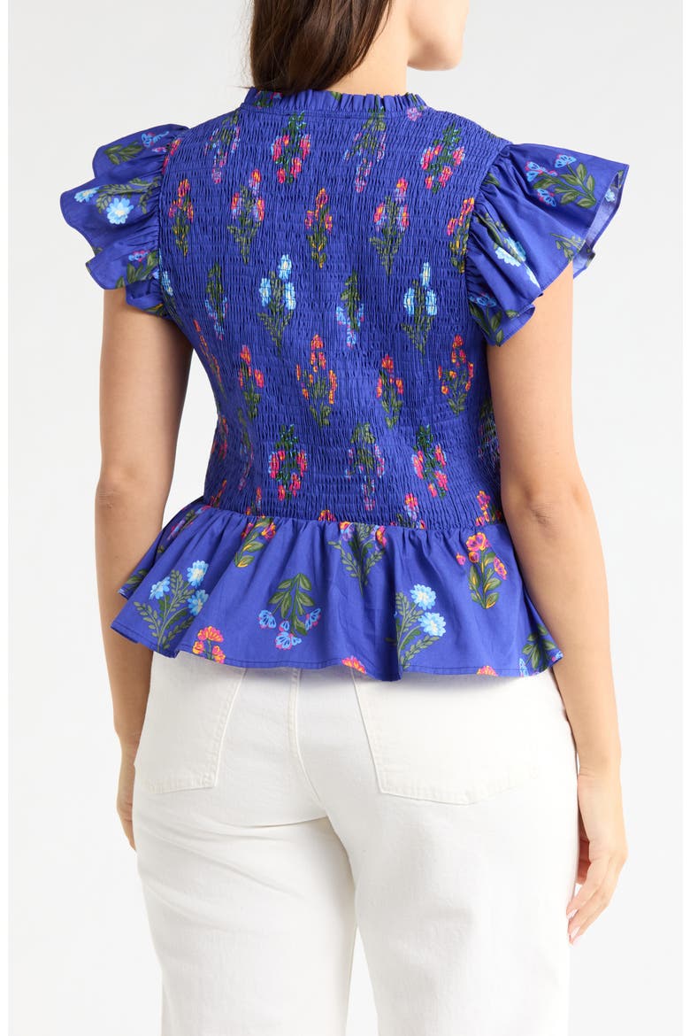 Clemen Floral Print Top, Alternate, color, NAVY