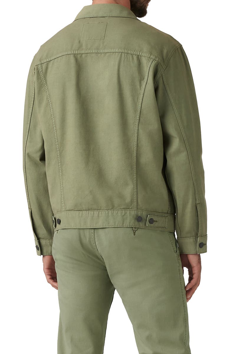 Levi's<sup>®</sup> Relaxed Fit Cotton & Linen Trucker Jacket, Alternate, color, Deep Lichen Green