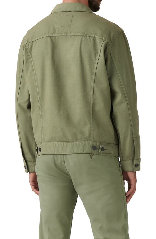 Levi's Relaxed Trucker Cotton Linen Jacket In Deep Lichen Green